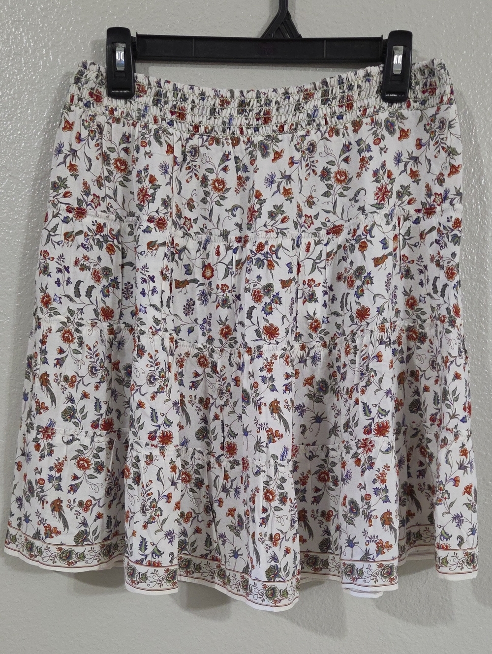 Max Studio White Floral Tiered Women's Skirt